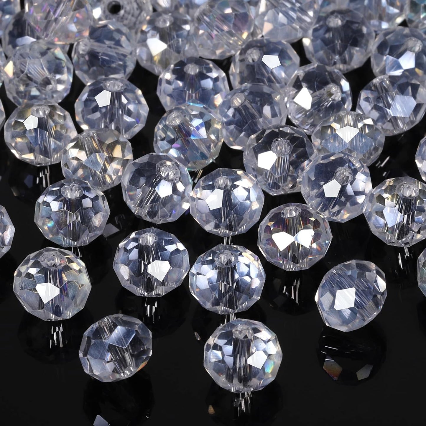 500pcs 6mm Crystal Glass Beads for Jewelry Making Faceted Rondelle Flat Beads for Bracelets Necklace Earrings DIY Crafts (Yellow Crystal AB Bead)