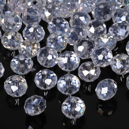 500pcs 6mm Crystal Glass Beads for Jewelry Making Faceted Rondelle Flat Beads for Bracelets Necklace Earrings DIY Crafts (Yellow Crystal AB Bead)
