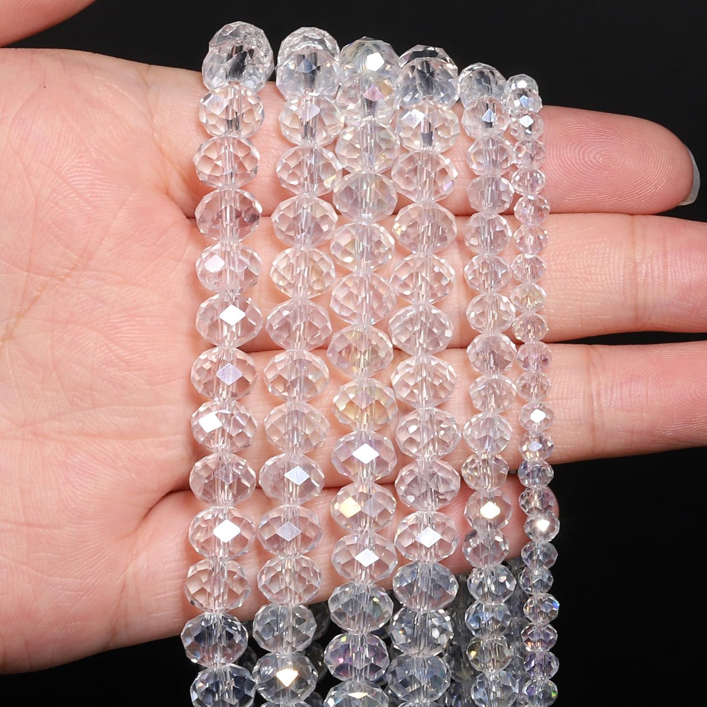 500pcs 6mm Crystal Glass Beads for Jewelry Making Faceted Rondelle Flat Beads for Bracelets Necklace Earrings DIY Crafts (Yellow Crystal AB Bead)