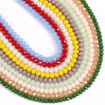 500pcs 6mm Crystal Glass Beads for Jewelry Making Faceted Rondelle Flat Beads for Bracelets Necklace Earrings DIY Crafts (Yellow Crystal AB Bead)