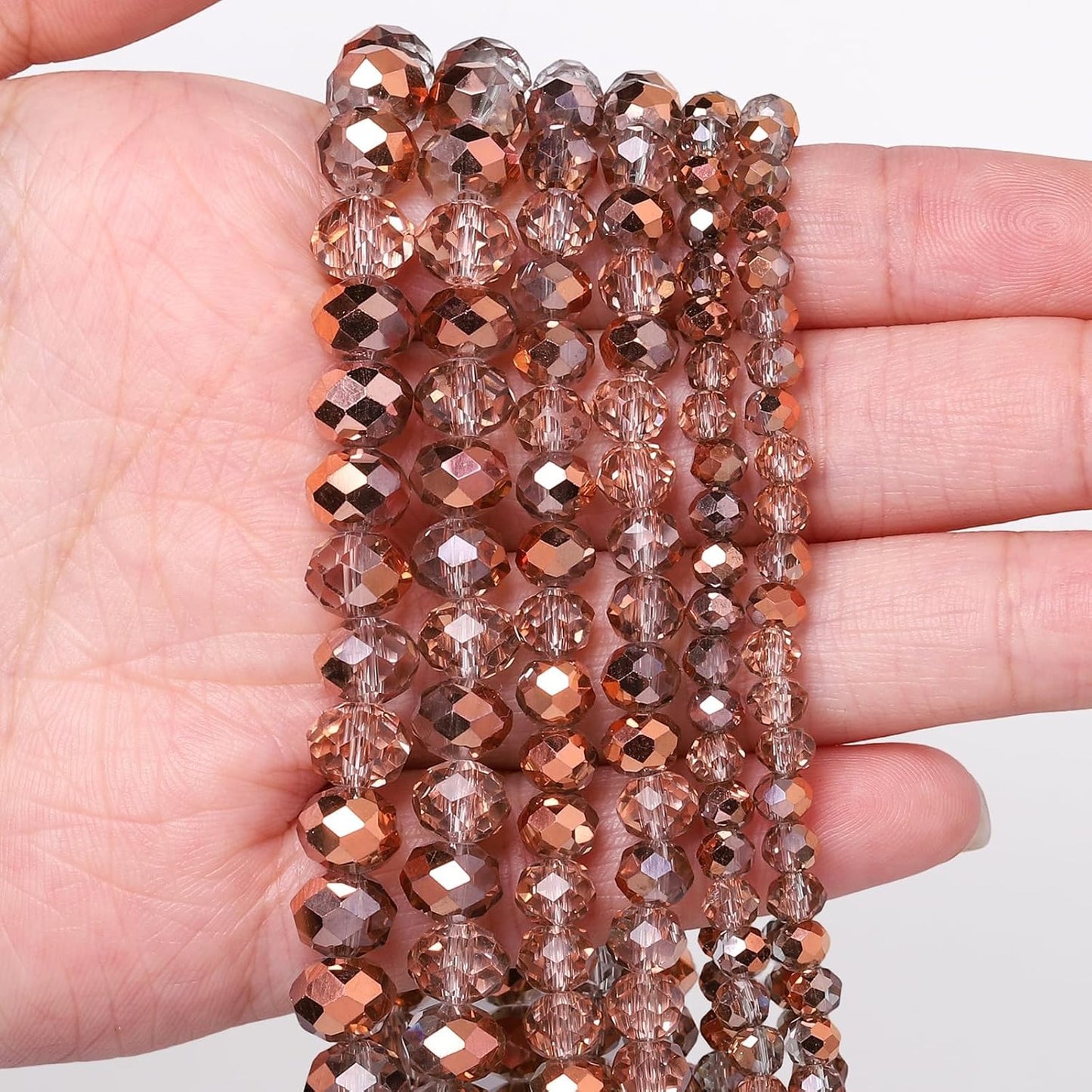 500pcs 6mm Crystal Glass Beads for Jewelry Making Faceted Rondelle Flat Beads for Bracelets Necklace Earrings DIY Crafts (Yellow Crystal AB Bead)