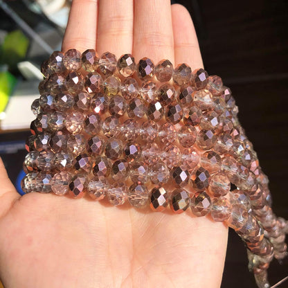 500pcs 6mm Crystal Glass Beads for Jewelry Making Faceted Rondelle Flat Beads for Bracelets Necklace Earrings DIY Crafts (Yellow Crystal AB Bead)