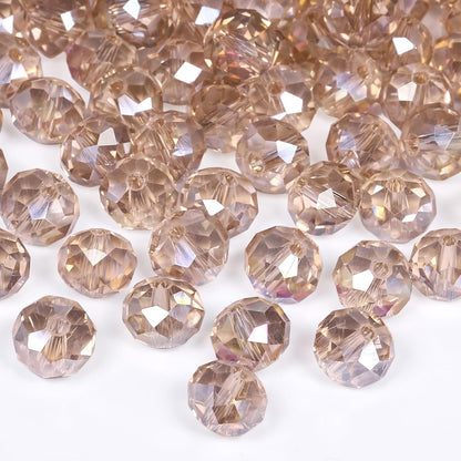 500pcs 6mm Crystal Glass Beads for Jewelry Making Faceted Rondelle Flat Beads for Bracelets Necklace Earrings DIY Crafts (Yellow Crystal AB Bead)