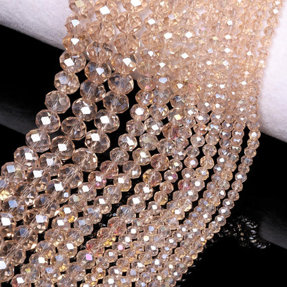 500pcs 6mm Crystal Glass Beads for Jewelry Making Faceted Rondelle Flat Beads for Bracelets Necklace Earrings DIY Crafts (Yellow Crystal AB Bead)