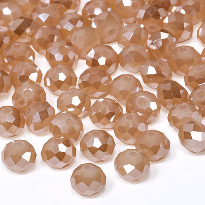 500pcs 6mm Crystal Glass Beads for Jewelry Making Faceted Rondelle Flat Beads for Bracelets Necklace Earrings DIY Crafts (Yellow Crystal AB Bead)