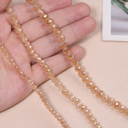 500pcs 6mm Crystal Glass Beads for Jewelry Making Faceted Rondelle Flat Beads for Bracelets Necklace Earrings DIY Crafts (Yellow Crystal AB Bead)