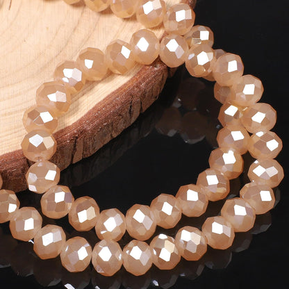 500pcs 6mm Crystal Glass Beads for Jewelry Making Faceted Rondelle Flat Beads for Bracelets Necklace Earrings DIY Crafts (Yellow Crystal AB Bead)