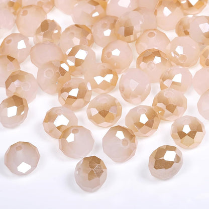 500pcs 6mm Crystal Glass Beads for Jewelry Making Faceted Rondelle Flat Beads for Bracelets Necklace Earrings DIY Crafts (Yellow Crystal AB Bead)
