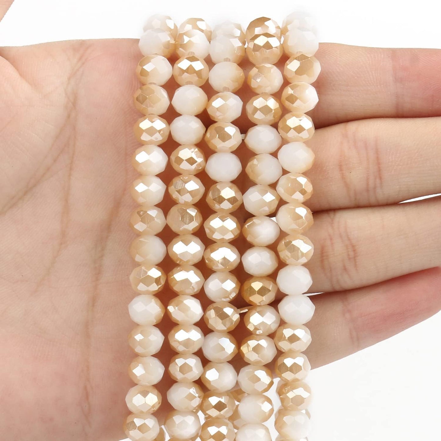 500pcs 6mm Crystal Glass Beads for Jewelry Making Faceted Rondelle Flat Beads for Bracelets Necklace Earrings DIY Crafts (Yellow Crystal AB Bead)