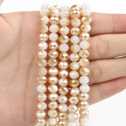 500pcs 6mm Crystal Glass Beads for Jewelry Making Faceted Rondelle Flat Beads for Bracelets Necklace Earrings DIY Crafts (Yellow Crystal AB Bead)