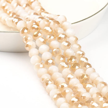500pcs 6mm Crystal Glass Beads for Jewelry Making Faceted Rondelle Flat Beads for Bracelets Necklace Earrings DIY Crafts (Yellow Crystal AB Bead)