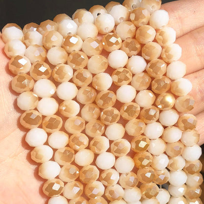 500pcs 6mm Crystal Glass Beads for Jewelry Making Faceted Rondelle Flat Beads for Bracelets Necklace Earrings DIY Crafts (Yellow Crystal AB Bead)