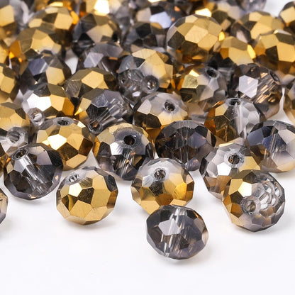 500pcs 6mm Crystal Glass Beads for Jewelry Making Faceted Rondelle Flat Beads for Bracelets Necklace Earrings DIY Crafts (Yellow Crystal AB Bead)