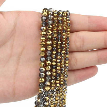 500pcs 6mm Crystal Glass Beads for Jewelry Making Faceted Rondelle Flat Beads for Bracelets Necklace Earrings DIY Crafts (Yellow Crystal AB Bead)
