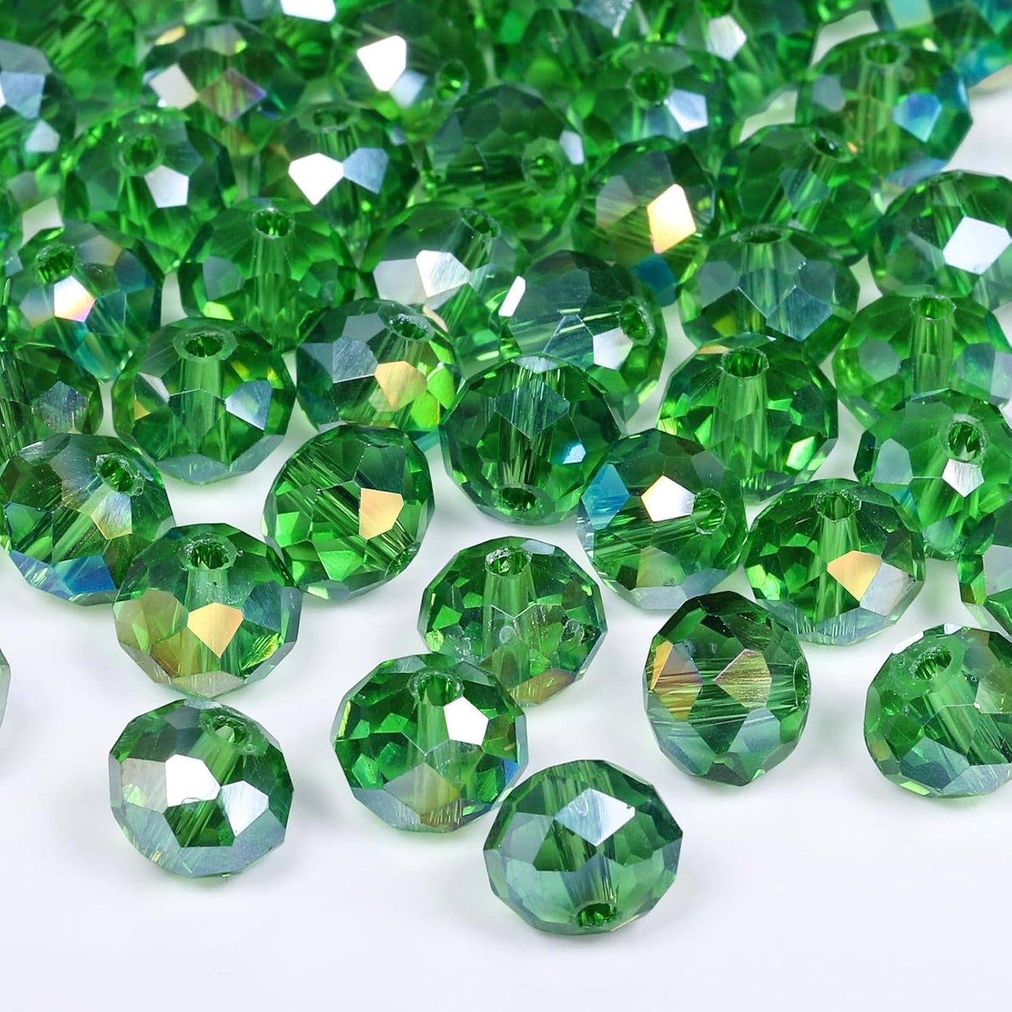 500pcs 6mm Crystal Glass Beads for Jewelry Making Faceted Rondelle Flat Beads for Bracelets Necklace Earrings DIY Crafts (Yellow Crystal AB Bead)