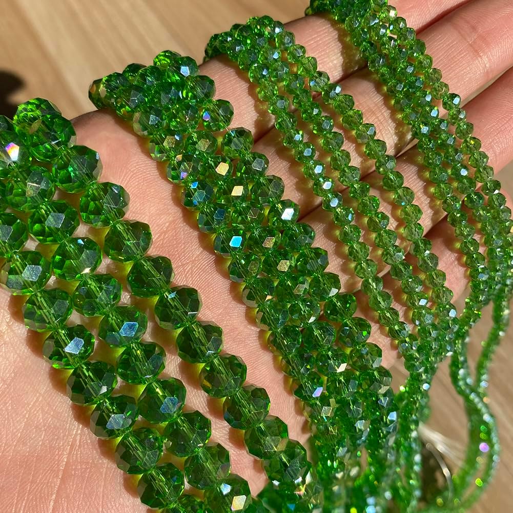 500pcs 6mm Crystal Glass Beads for Jewelry Making Faceted Rondelle Flat Beads for Bracelets Necklace Earrings DIY Crafts (Yellow Crystal AB Bead)