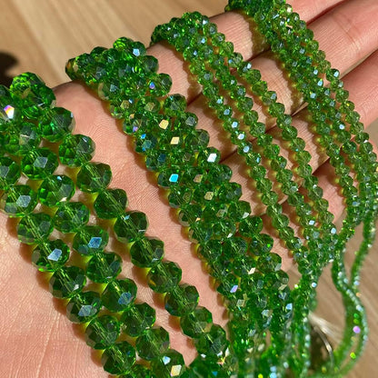 500pcs 6mm Crystal Glass Beads for Jewelry Making Faceted Rondelle Flat Beads for Bracelets Necklace Earrings DIY Crafts (Yellow Crystal AB Bead)
