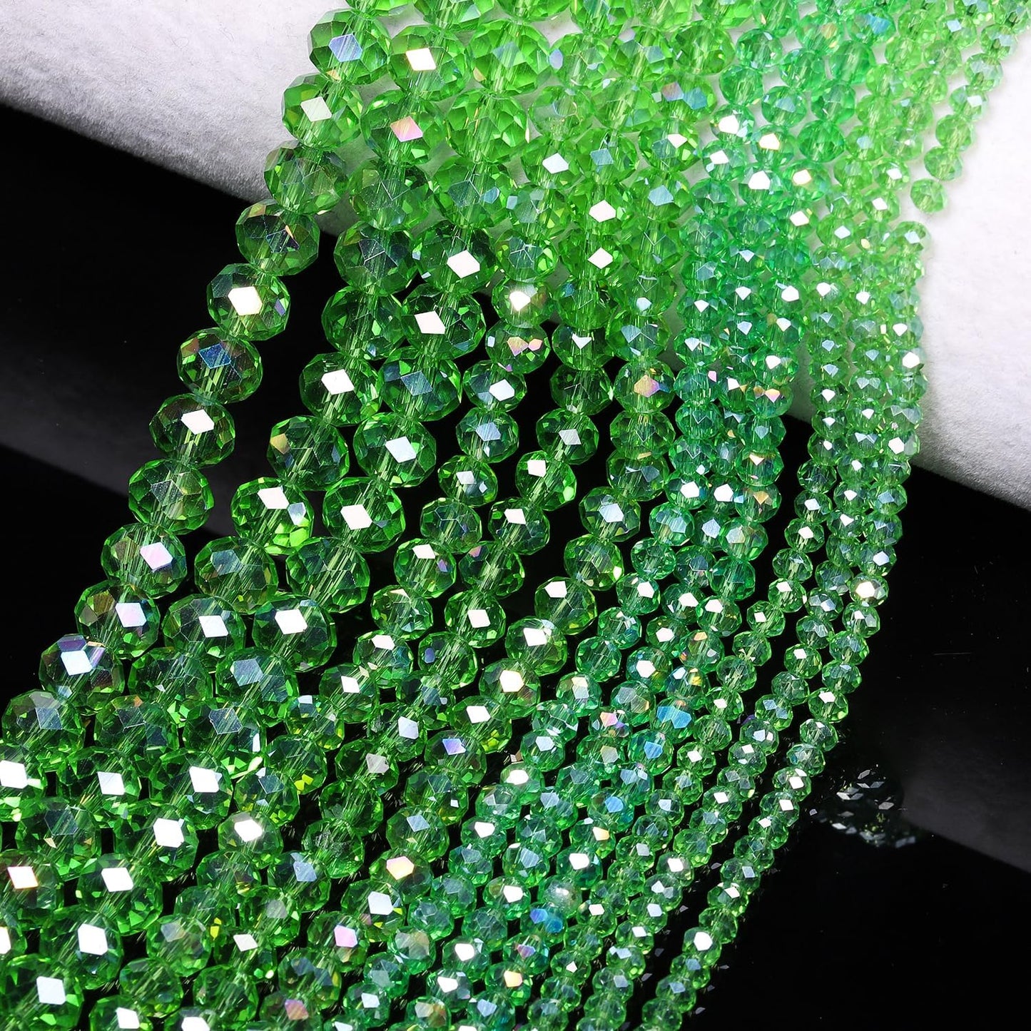 500pcs 6mm Crystal Glass Beads for Jewelry Making Faceted Rondelle Flat Beads for Bracelets Necklace Earrings DIY Crafts (Yellow Crystal AB Bead)