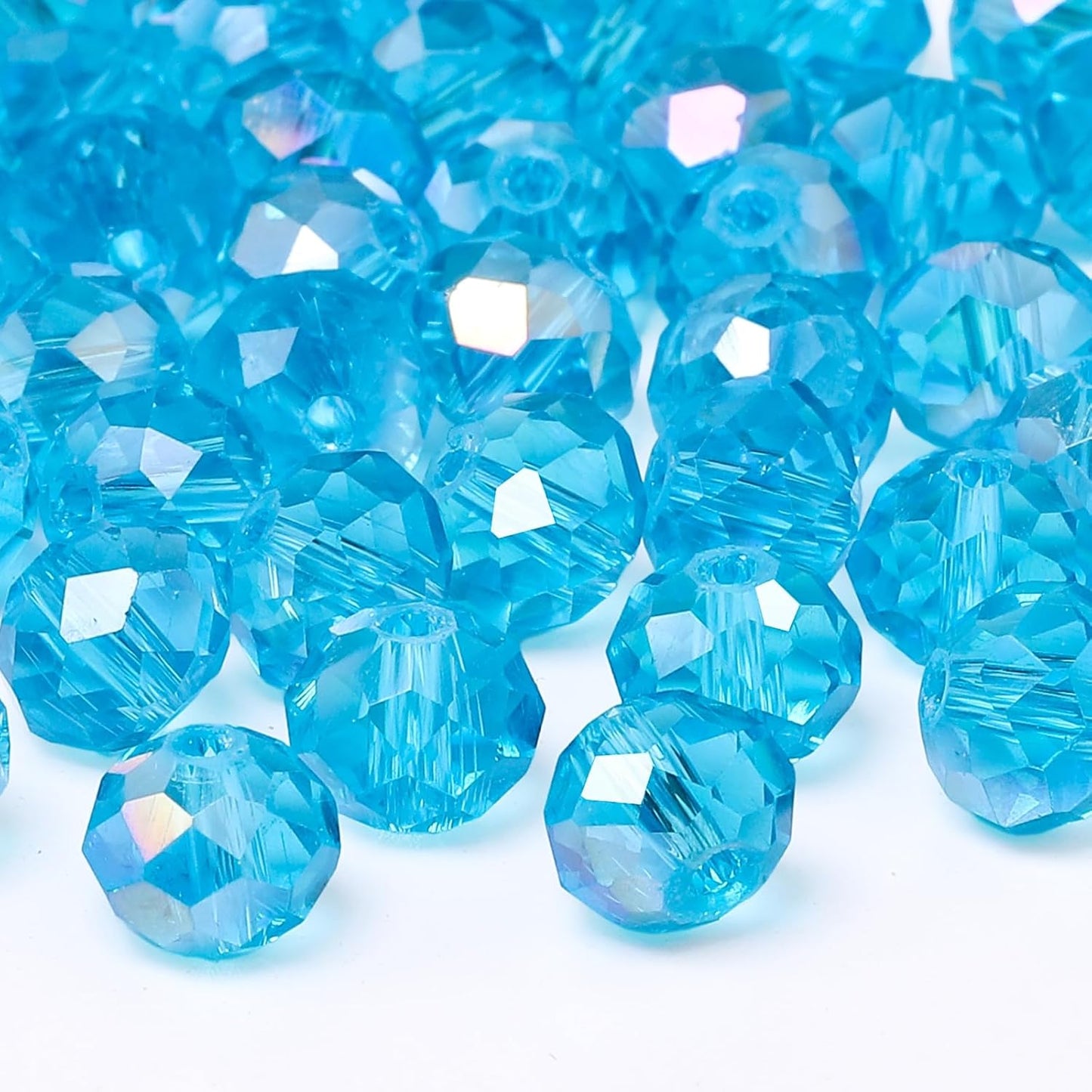 500pcs 6mm Crystal Glass Beads for Jewelry Making Faceted Rondelle Flat Beads for Bracelets Necklace Earrings DIY Crafts (Yellow Crystal AB Bead)