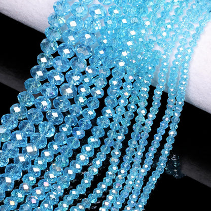 500pcs 6mm Crystal Glass Beads for Jewelry Making Faceted Rondelle Flat Beads for Bracelets Necklace Earrings DIY Crafts (Yellow Crystal AB Bead)