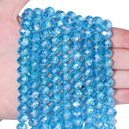 500pcs 6mm Crystal Glass Beads for Jewelry Making Faceted Rondelle Flat Beads for Bracelets Necklace Earrings DIY Crafts (Yellow Crystal AB Bead)