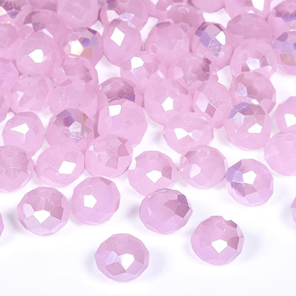 500pcs 6mm Crystal Glass Beads for Jewelry Making Faceted Rondelle Flat Beads for Bracelets Necklace Earrings DIY Crafts (Yellow Crystal AB Bead)