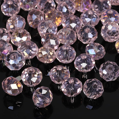 500pcs 6mm Crystal Glass Beads for Jewelry Making Faceted Rondelle Flat Beads for Bracelets Necklace Earrings DIY Crafts (Yellow Crystal AB Bead)