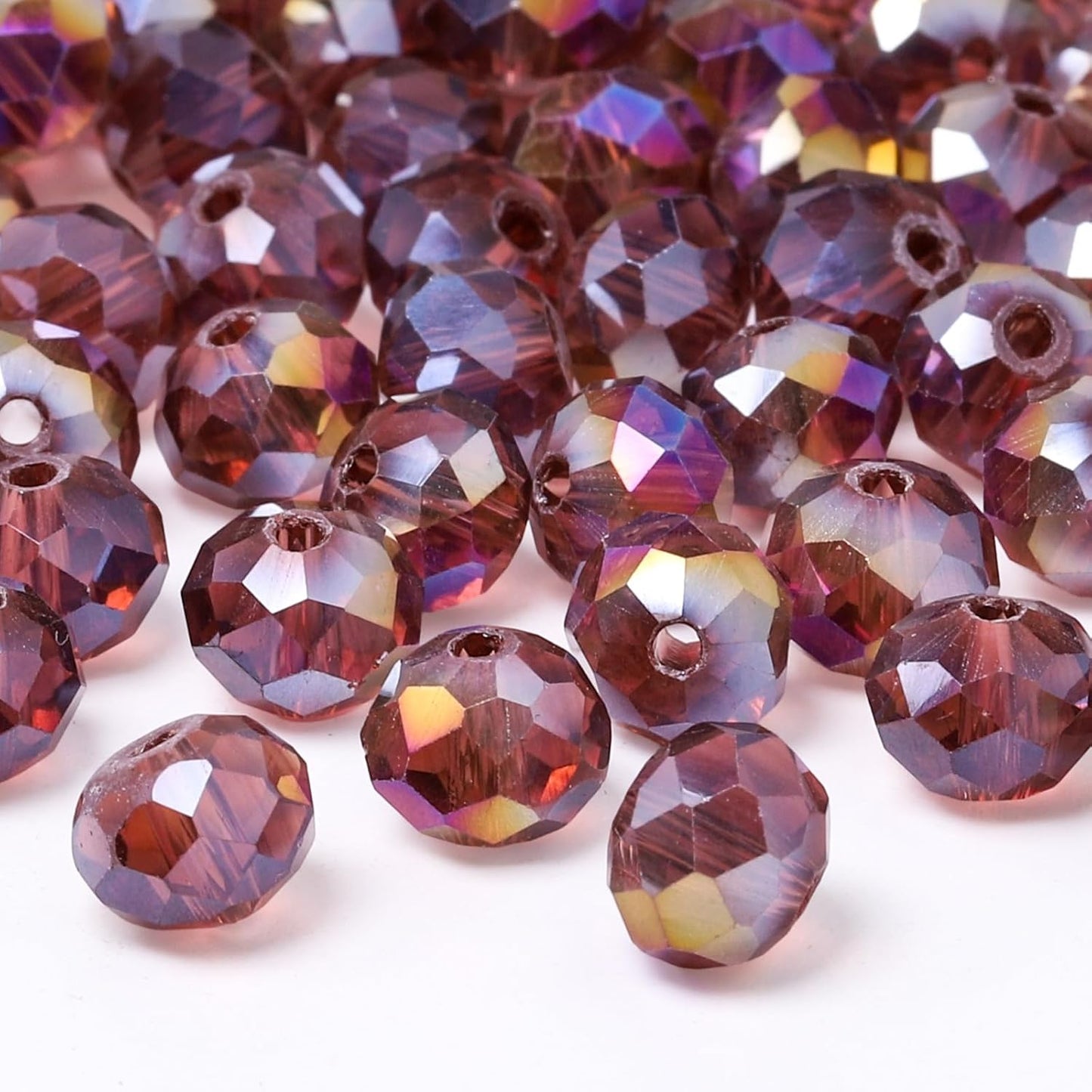 500pcs 6mm Crystal Glass Beads for Jewelry Making Faceted Rondelle Flat Beads for Bracelets Necklace Earrings DIY Crafts (Yellow Crystal AB Bead)
