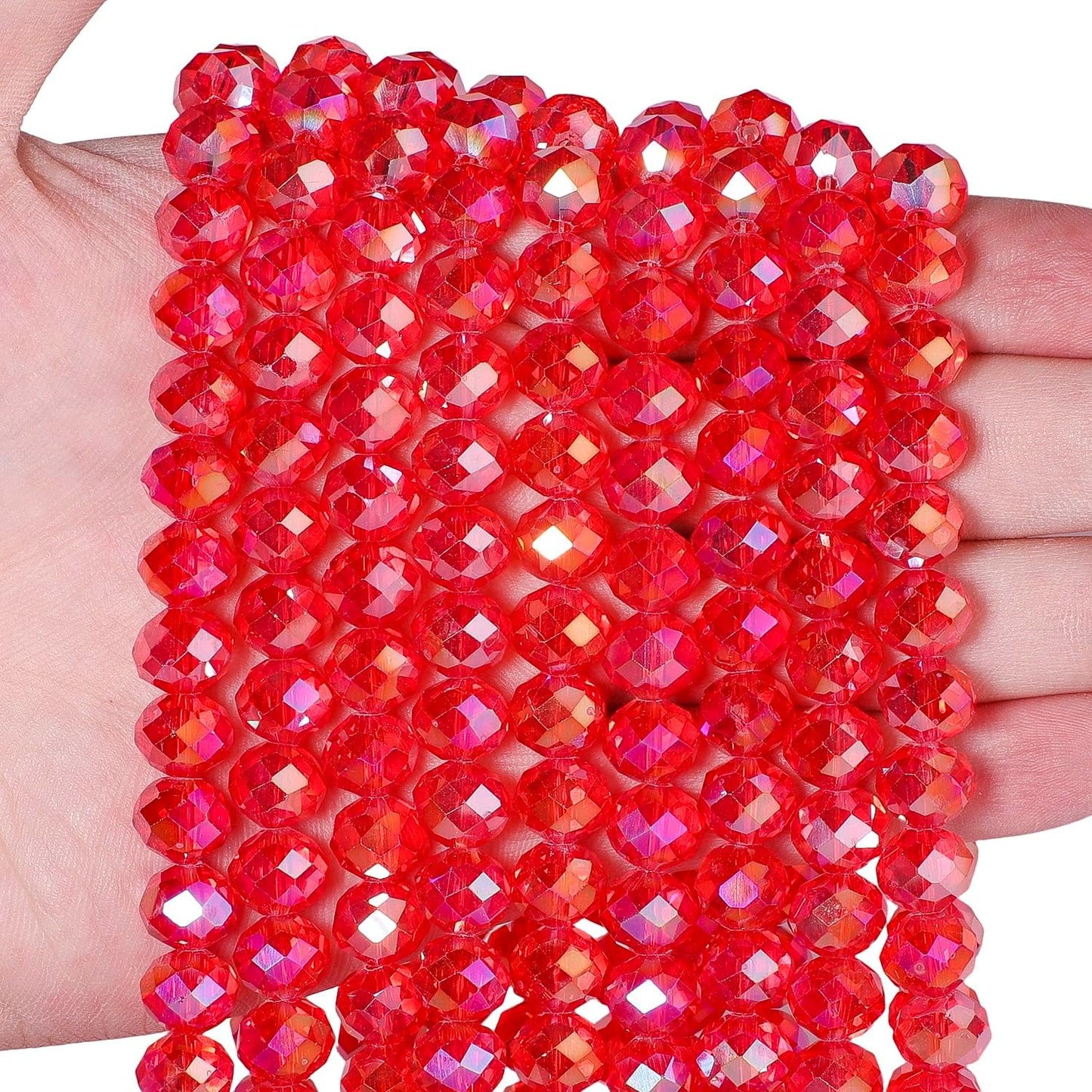 500pcs 6mm Crystal Glass Beads for Jewelry Making Faceted Rondelle Flat Beads for Bracelets Necklace Earrings DIY Crafts (Yellow Crystal AB Bead)