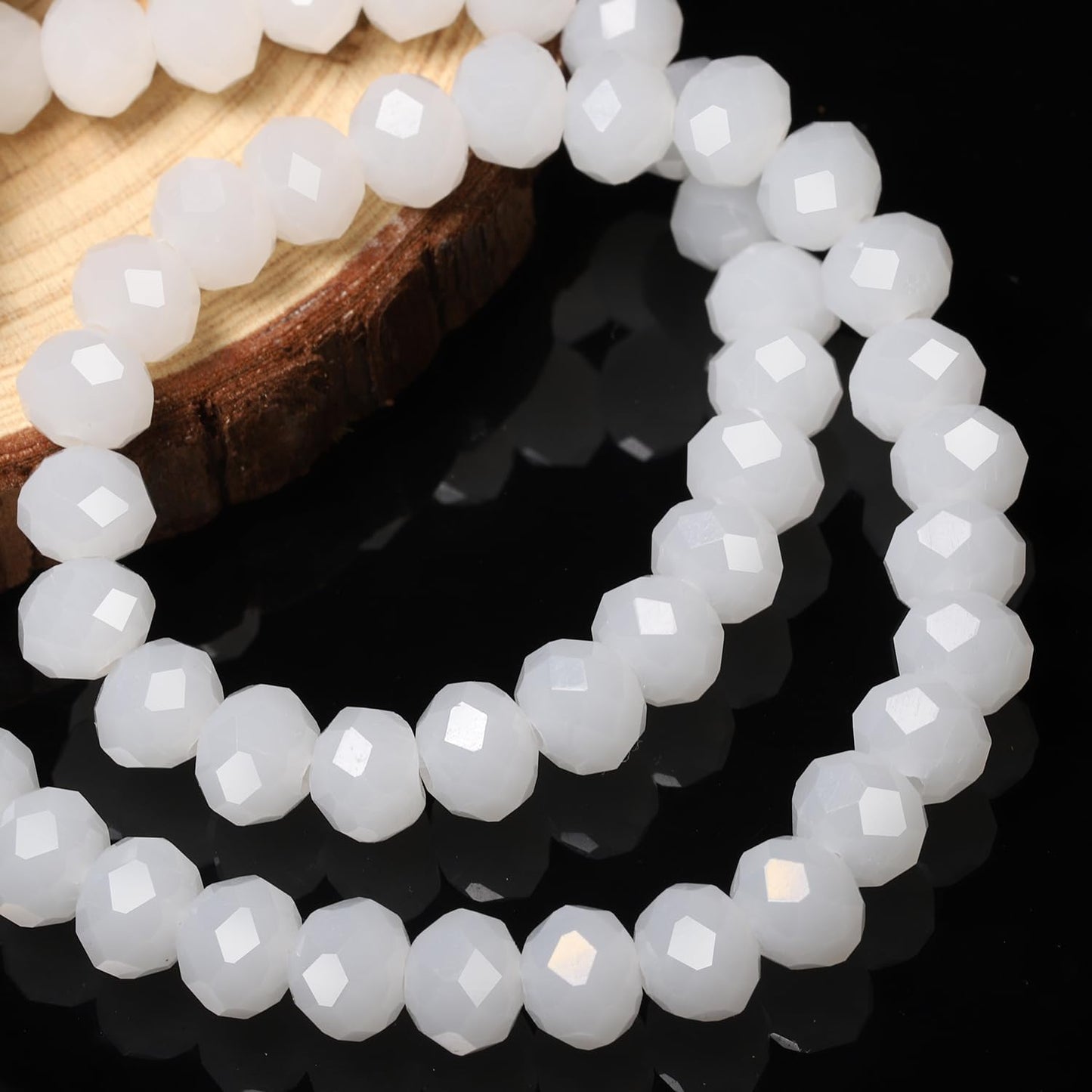 500pcs 6mm Crystal Glass Beads for Jewelry Making Faceted Rondelle Flat Beads for Bracelets Necklace Earrings DIY Crafts (Yellow Crystal AB Bead)