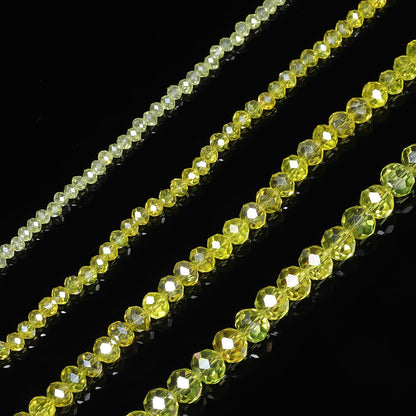 500pcs 6mm Crystal Glass Beads for Jewelry Making Faceted Rondelle Flat Beads for Bracelets Necklace Earrings DIY Crafts (Yellow Crystal AB Bead)