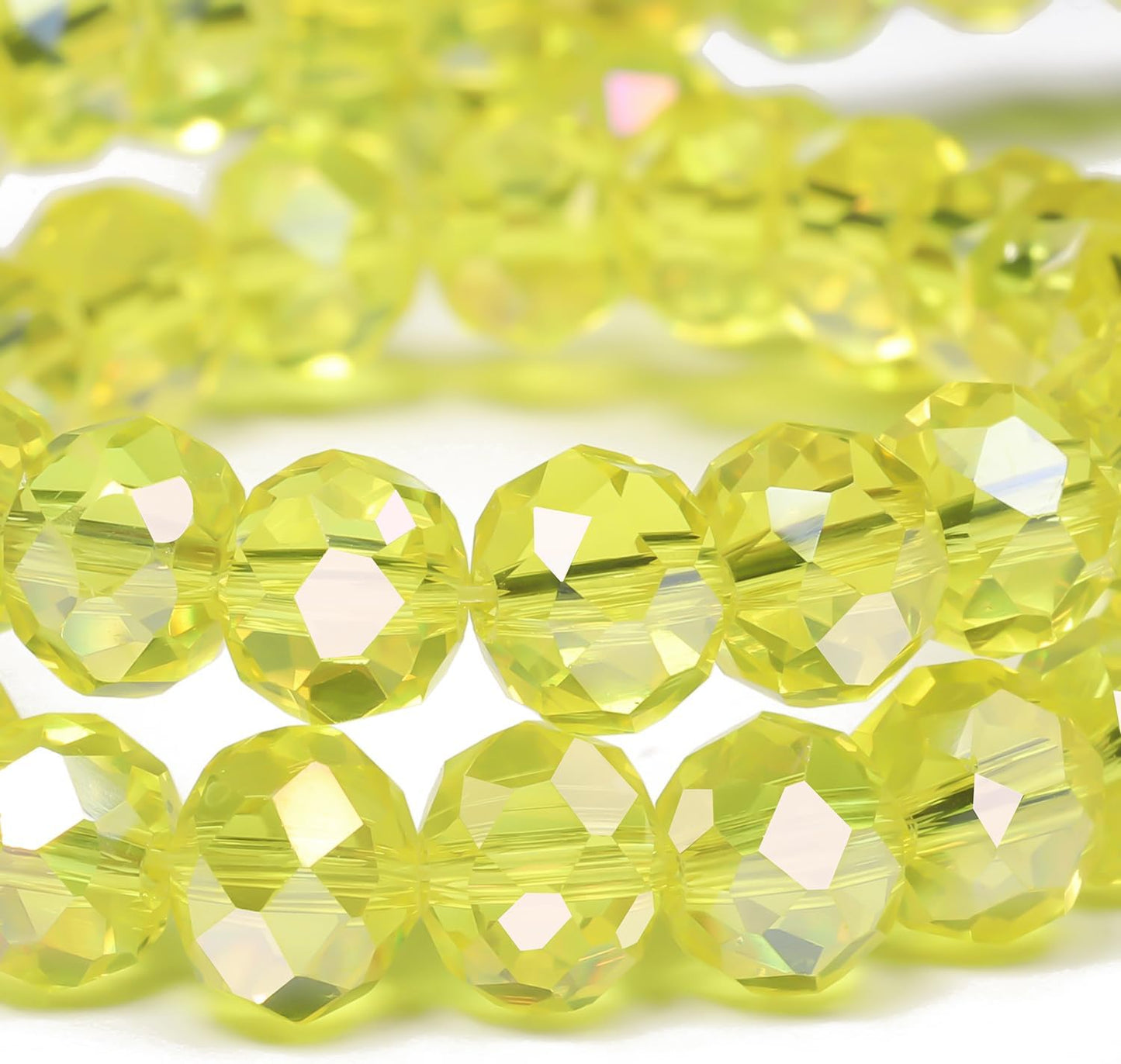 500pcs 6mm Crystal Glass Beads for Jewelry Making Faceted Rondelle Flat Beads for Bracelets Necklace Earrings DIY Crafts (Yellow Crystal AB Bead)