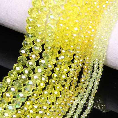 500pcs 6mm Crystal Glass Beads for Jewelry Making Faceted Rondelle Flat Beads for Bracelets Necklace Earrings DIY Crafts (Yellow Crystal AB Bead)