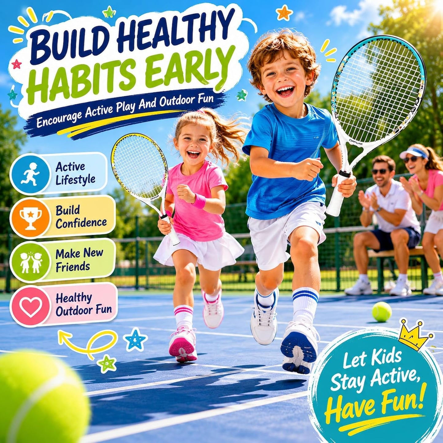 2-Pack Kids Tennis Racket Set, Junior Racquets with Bag and Balls | Aluminum alloy set with 2 pre-strung racquets, 2 balls and shoulder bag
