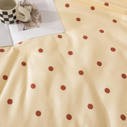 Yellow Queen Comforter Set with Polka Dots 3 Pieces Bedding Set | Soft Seersucker Baby Yellow Comforter Bedding Set Kawaii Circles Print Butter Comforter with Pillowshams
