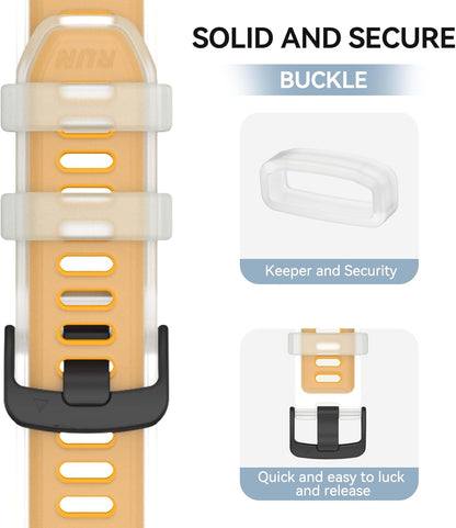 Watch Bands for Garmin Forerunner 570 42mm/Forerunner 245/Forerunner 645, 20mm Silicone Replacement Strap for Venu SQ 2/Venu 2 Plus/Approach S40 Smart Watch, Translucent Yellow