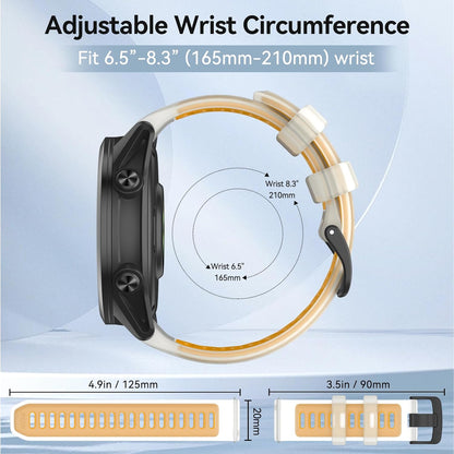 Watch Bands for Garmin Forerunner 570 42mm/Forerunner 245/Forerunner 645, 20mm Silicone Replacement Strap for Venu SQ 2/Venu 2 Plus/Approach S40 Smart Watch, Translucent Yellow