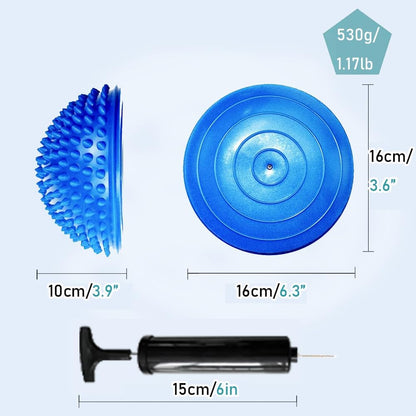 2PCS Hedgehog Balance Pods, Half Ball Balance Trainer with Pump | Foot Massage for Kids Adults, Stability Training, Physical Therapy, Yoga Gymnastics, Exercise Fitness