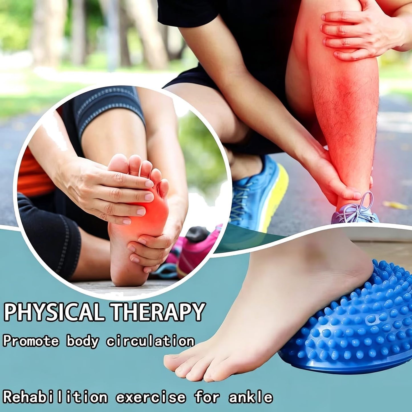 2PCS Hedgehog Balance Pods, Half Ball Balance Trainer with Pump | Foot Massage for Kids Adults, Stability Training, Physical Therapy, Yoga Gymnastics, Exercise Fitness