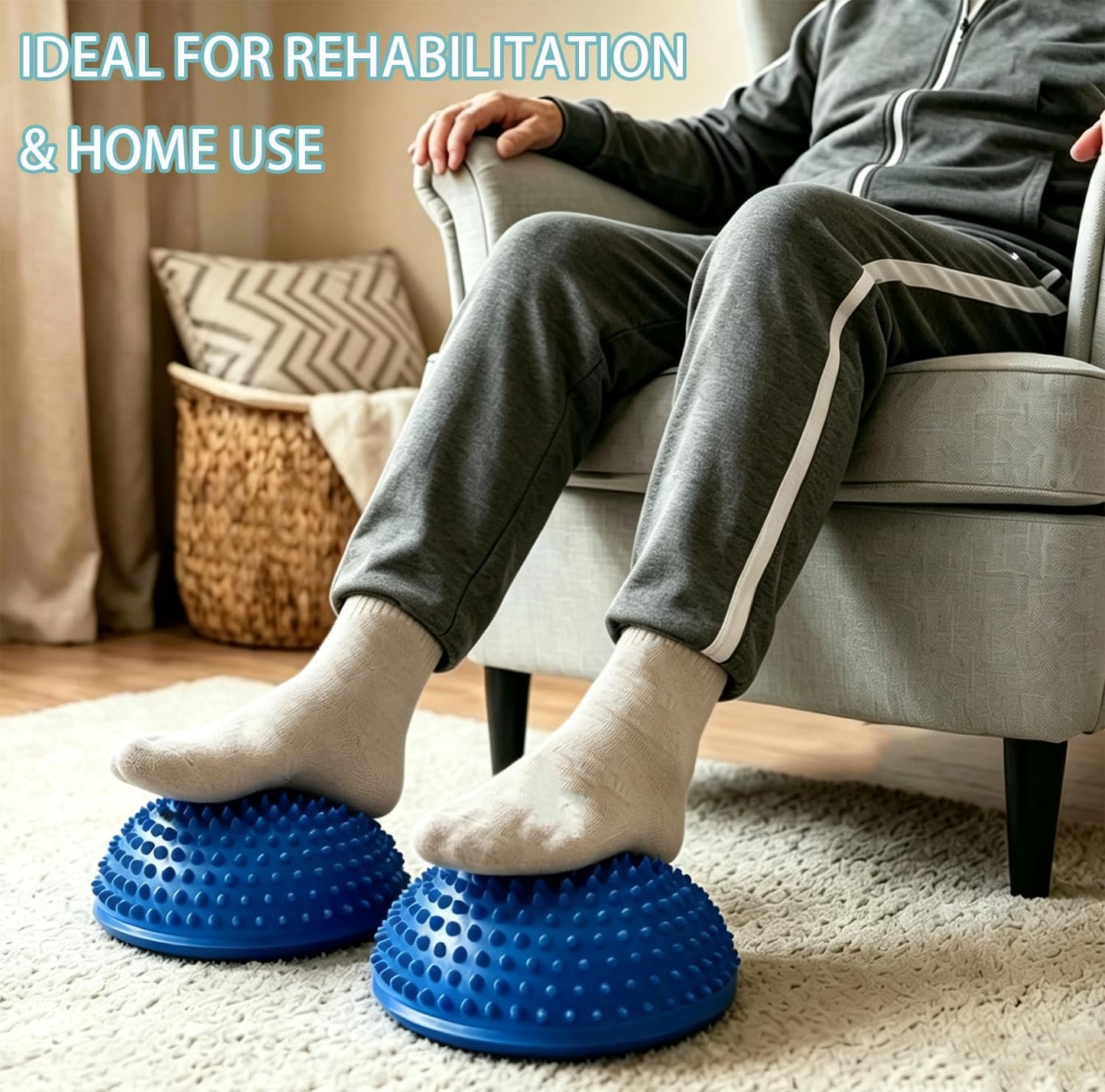 2PCS Hedgehog Balance Pods, Half Ball Balance Trainer with Pump | Foot Massage for Kids Adults, Stability Training, Physical Therapy, Yoga Gymnastics, Exercise Fitness