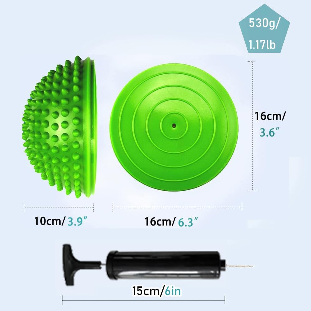 2PCS Hedgehog Balance Pods, Half Ball Balance Trainer with Pump | Foot Massage for Kids Adults, Stability Training, Physical Therapy, Yoga Gymnastics, Exercise Fitness