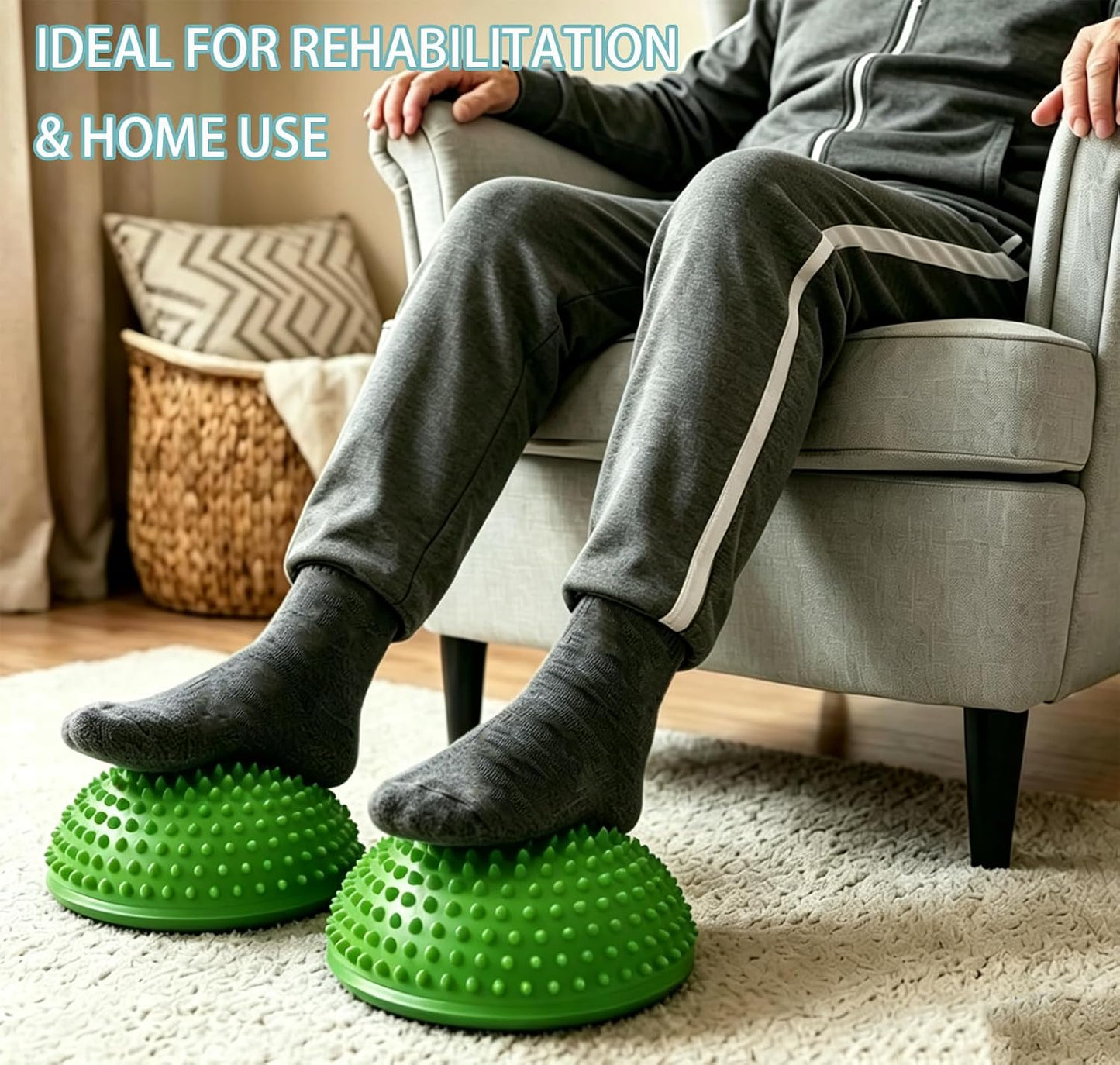 2PCS Hedgehog Balance Pods, Half Ball Balance Trainer with Pump | Foot Massage for Kids Adults, Stability Training, Physical Therapy, Yoga Gymnastics, Exercise Fitness