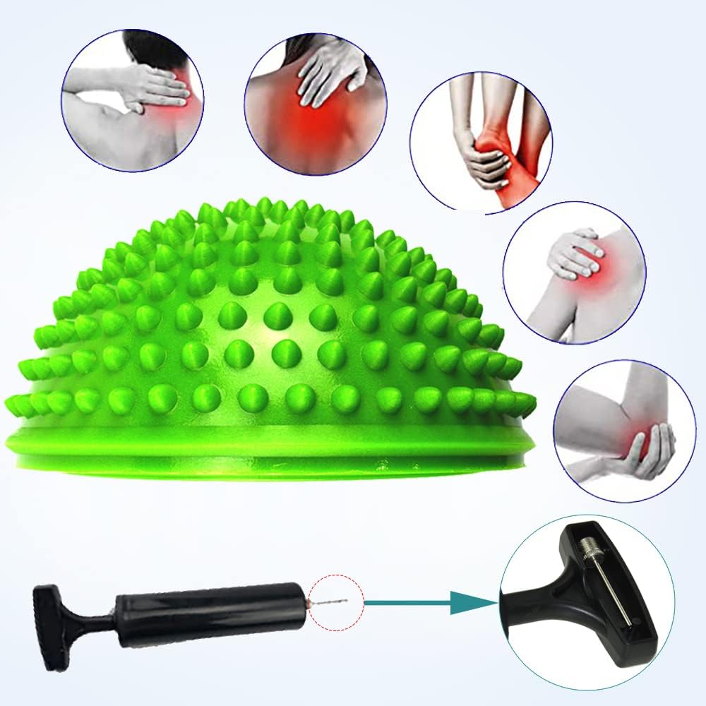 2PCS Hedgehog Balance Pods, Half Ball Balance Trainer with Pump | Foot Massage for Kids Adults, Stability Training, Physical Therapy, Yoga Gymnastics, Exercise Fitness