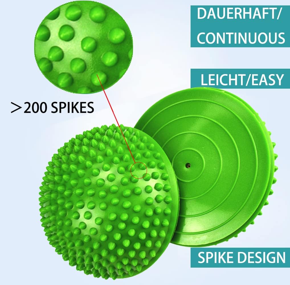 2PCS Hedgehog Balance Pods, Half Ball Balance Trainer with Pump | Foot Massage for Kids Adults, Stability Training, Physical Therapy, Yoga Gymnastics, Exercise Fitness