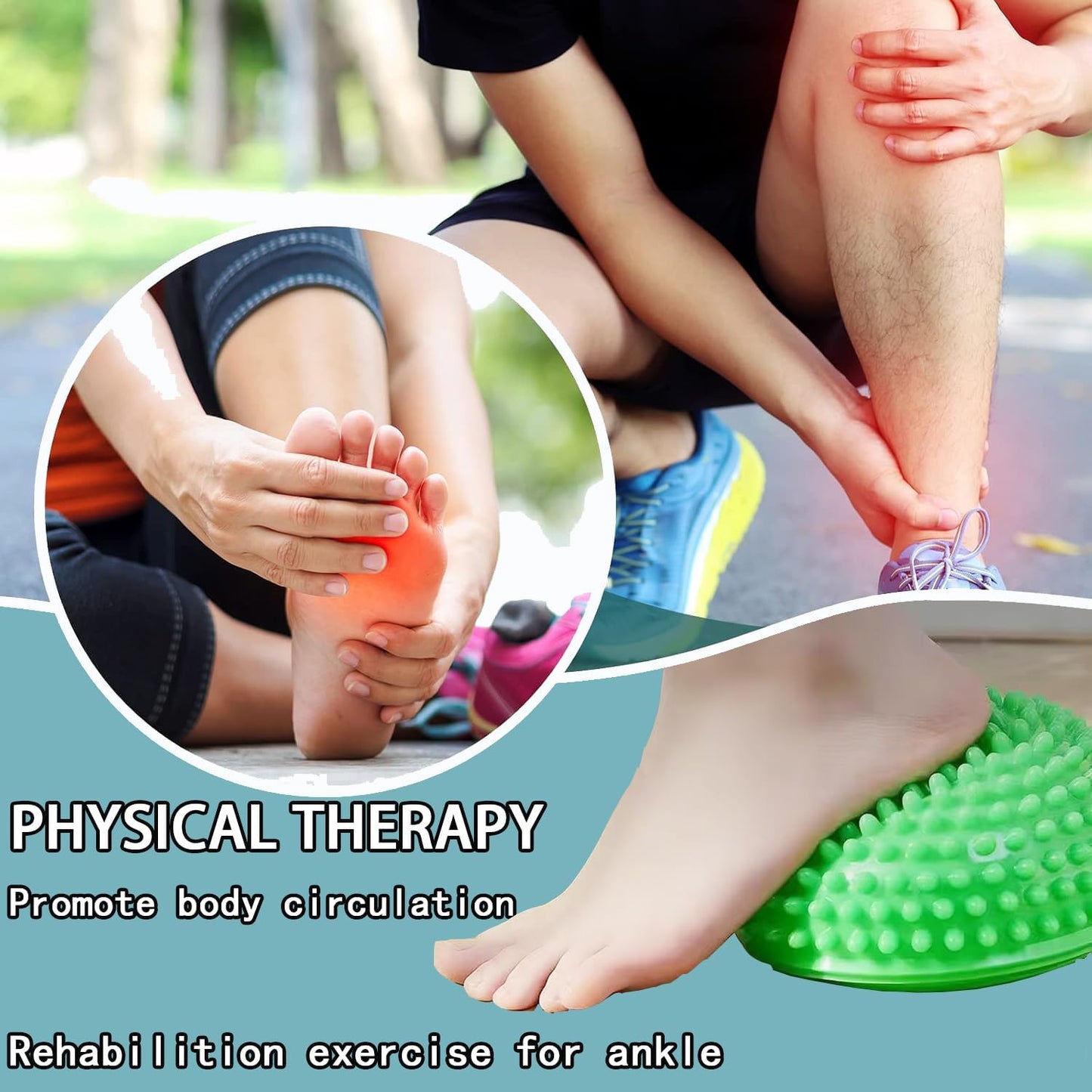 2PCS Hedgehog Balance Pods, Half Ball Balance Trainer with Pump | Foot Massage for Kids Adults, Stability Training, Physical Therapy, Yoga Gymnastics, Exercise Fitness