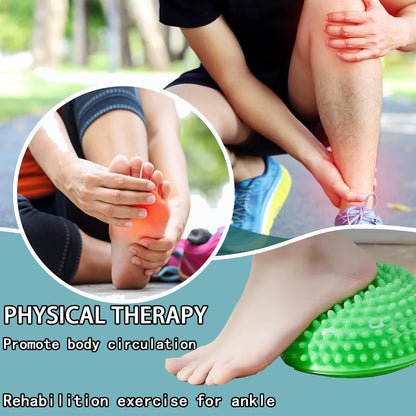 2PCS Hedgehog Balance Pods, Half Ball Balance Trainer with Pump | Foot Massage for Kids Adults, Stability Training, Physical Therapy, Yoga Gymnastics, Exercise Fitness