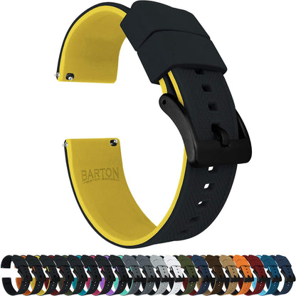 BARTON Elite Silicone Watch Bands - Quick Release - Choose Strap Color & Buckle Color (Stainless Steel, Black PVD or Gunmetal Grey) - 18mm, 20mm, 22mm & 24mm Watch Straps