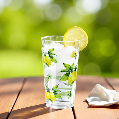 Calypso Basics Fresh Lemons 19 oz Acrylic Drinkware Set of 6 – BPA-Free, Indoor/Outdoor, Dishwasher Safe, Lemons with Bees