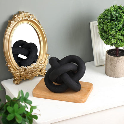 3 Link Wood Knot Decor Rustic Home Décor Accents Hand Carved Coffee Table Decoration, Boho Chain Link Decoration, Modern Shelf, Rustic Objects for Home Living Room Bedroom(Yellow)