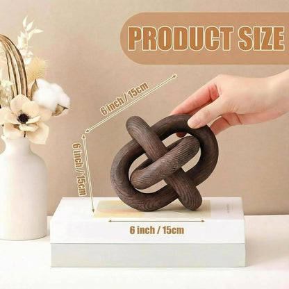 3 Link Wood Knot Decor Rustic Home Décor Accents Hand Carved Coffee Table Decoration, Boho Chain Link Decoration, Modern Shelf, Rustic Objects for Home Living Room Bedroom(Yellow)